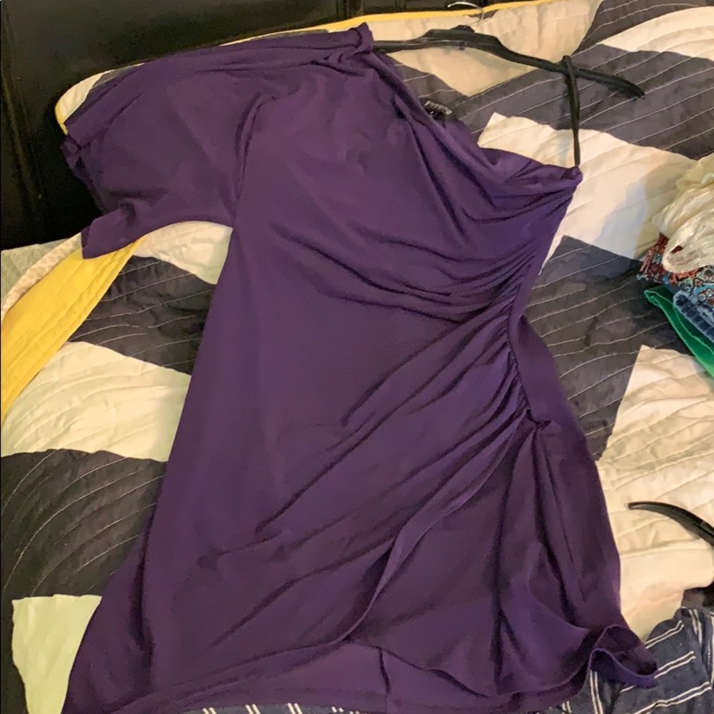 One shoulder dress with bell sleeve
